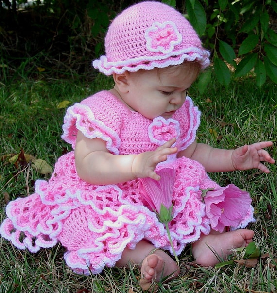 Crochet ruffled baby dress pattern cheap