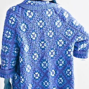 Oma vierkante vest haakpatroon PDF downloaden, vintage oma vierkante trui, schroot gehaakte jas, vintage jas patroon, oma vierkanten