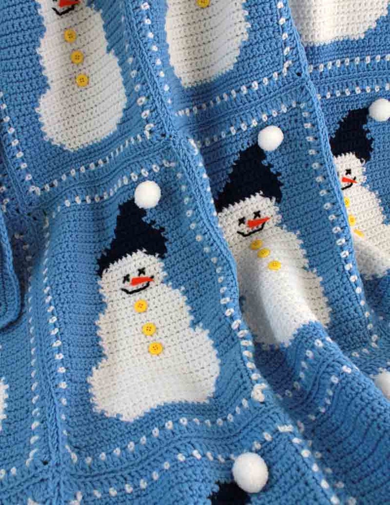 Snowman Afghan Pillow Crochet Pattern PDF Download,Snowman Afghan Crochet,Snowman Pillow Crochet,PDF download,Intermediate Skill Blanket,PDF image 2