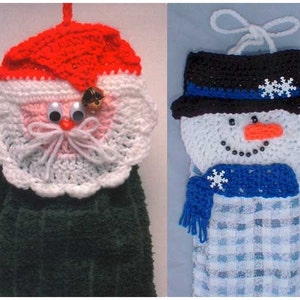 Santa & Snowman Towel Toppers Crochet Pattern PDF Download,Santa Claus,Crochet Kitchen Decorations,Christmas Decor,Crochet Towel Toppers PDF