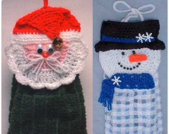 Santa & Snowman Towel Toppers Crochet Pattern PDF Download,Santa Claus,Crochet Kitchen Decorations,Christmas Decor,Crochet Towel Toppers PDF