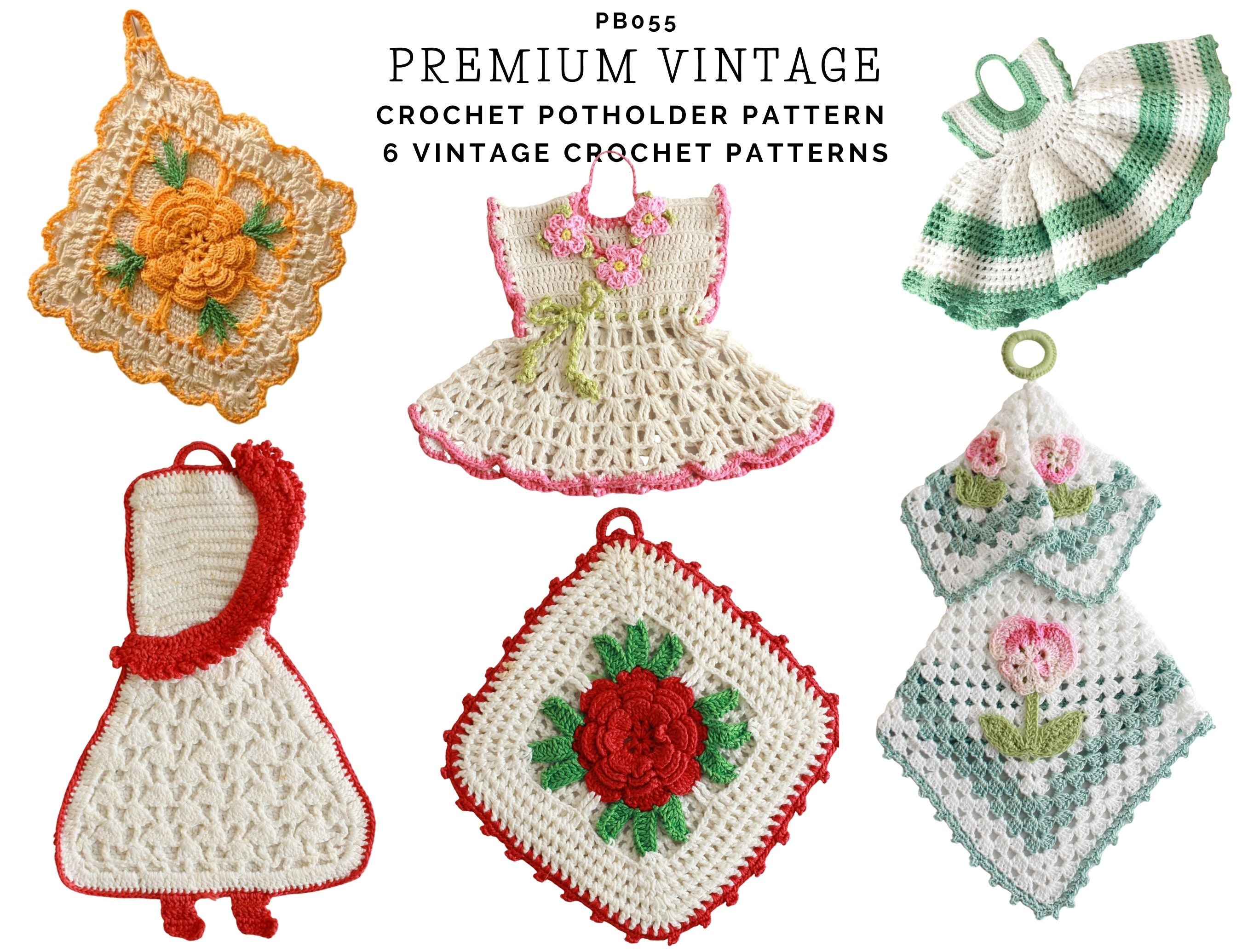 Vintage Crochet Potholder Pattern Set, Dress, Rose, Granny (PDF Download) -  Etsy