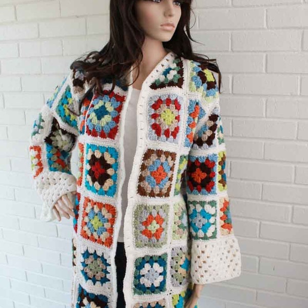 Granny Square Sweater, Granny Square Sweater Pattern,Granny Square Coat Pattern,Granny Square Coat, Crochet,Crochet Pattern,Crochet Projects