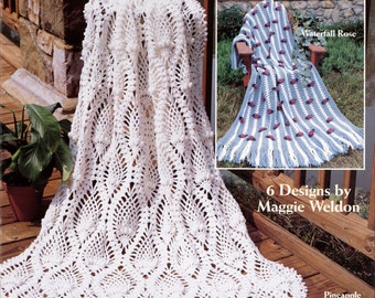 Garden Lace Afghans Crochet Pattern, 6 Designs (PDF Download)