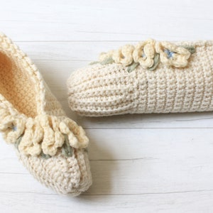 Vintage Floral Slippers Crochet Pattern PDF Download,Crochet Slipper Pattern,Children's Shoe,Women's Slipper,Floral Crochet Slippers image 10