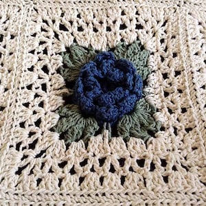 Country Rose Afghan Crochet Pattern PDF Download,Field of Flowers Afghan,Crochet Floral Afghan,Spring Home Decor,Crochet Afghan Pattern Rose image 5
