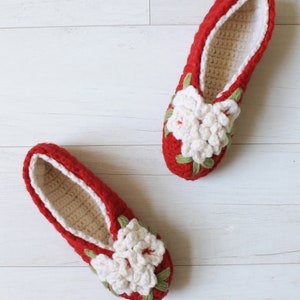 Vintage Floral Slippers Crochet Pattern PDF Download,Crochet Slipper Pattern,Children's Shoe,Women's Slipper,Floral Crochet Slippers image 4