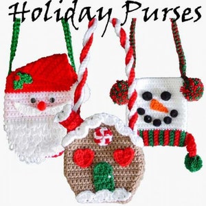 Holiday Purse Set 1 Crochet Pattern PDF Download,Santa Purse,Snowman Purse,Gingerbread House Purse,Cute Crochet For Kids,Christmas Gifts PDF