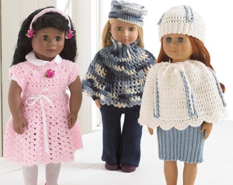 Abby Allie & Annie Set 18" Doll Crochet Pattern PDF Download,18" Doll Fashion,Doll Clothes Crochet Pattern,AG Doll Crochet Clothes Pattern