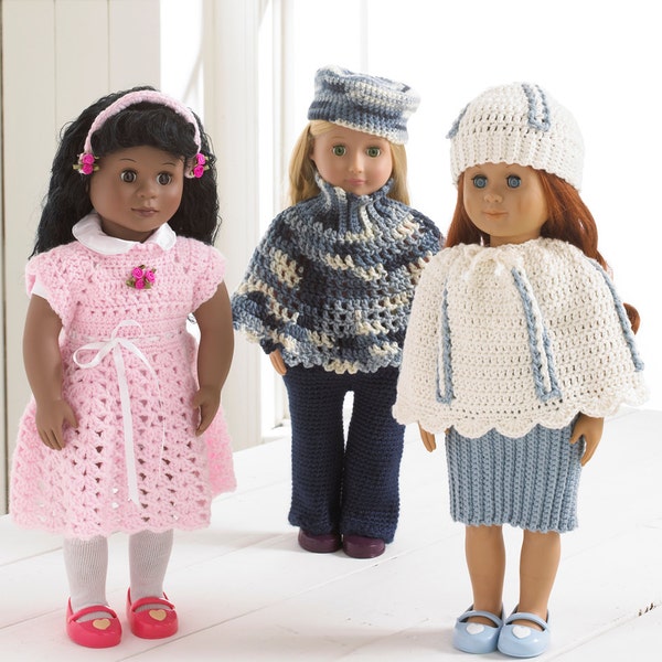Abby Allie & Annie Set 18" Doll Crochet Pattern PDF Download,18" Doll Fashion,Doll Clothes Crochet Pattern,AG Doll Crochet Clothes Pattern