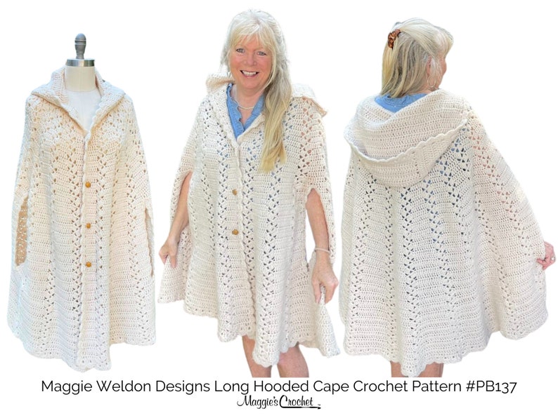 Long Hooded Cape Crochet PDF,Download Crochet Pattern,Hooded Cape,Crochet Pattern PDF,Crochet Cape pdf,Intermediate Crochet Pattern,Cape pdf image 3