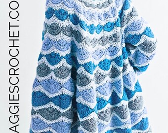 Vintage Shell Stitch Crochet Sweater Jacket Pattern (PDF) - Etsy