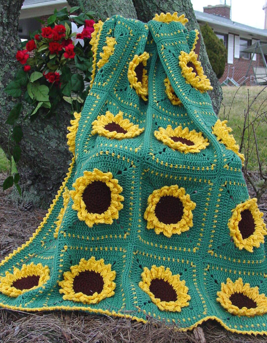 Sunflower Afghan Crochet Pattern PDF Download,sunflower Blanket Pattern,sunflower Granny Square