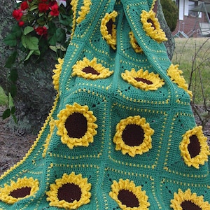 Sunflower Afghan Crochet Pattern PDF Download,Sunflower Blanket Pattern,Sunflower Granny Square,Floral Afghan Pattern,Flower Motif Pattern