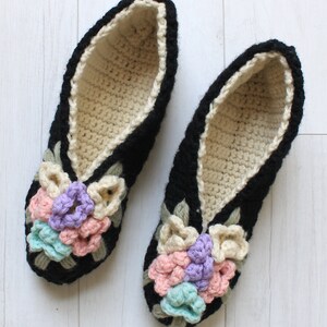 Vintage Floral Slippers Crochet Pattern PDF Download,Crochet Slipper Pattern,Children's Shoe,Women's Slipper,Floral Crochet Slippers image 6