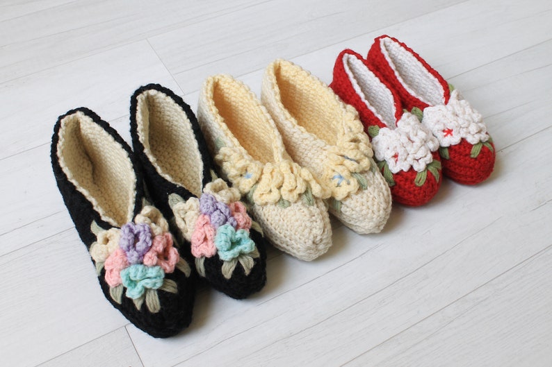 Vintage Floral Slippers Crochet Pattern PDF Download,Crochet Slipper Pattern,Children's Shoe,Women's Slipper,Floral Crochet Slippers image 7