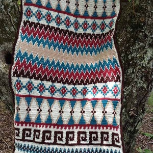 Aztec Afghan & Pillow Set Crochet Pattern PDF Download,geometric Afghan ...