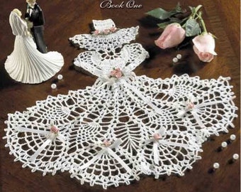 Crinoline Ladies Crochet Pattern PDF Download,Bride Doily,Bridesmaid Doily,Parasol Doily,Crinoline Lady Wedding Party Doily Pattern,Doilies