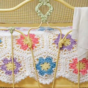 Flower Garden Afghan Crochet Pattern PDF Download,Floral Afghan Pattern,Crochet Flower Blanket,Crochet Flower Hexagon,Scrap Crochet Blanket