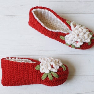 Vintage Floral Slippers Crochet Pattern PDF Download,Crochet Slipper Pattern,Children's Shoe,Women's Slipper,Floral Crochet Slippers image 3