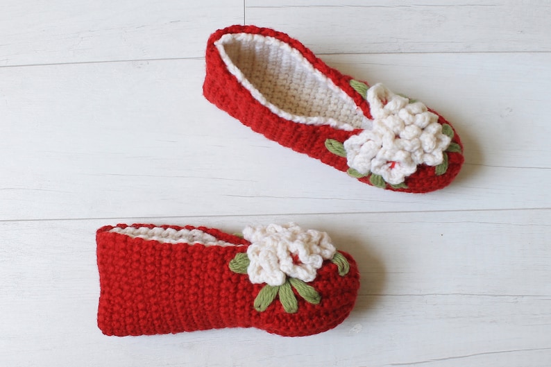 Vintage Floral Slippers Crochet Pattern PDF Download,Crochet Slipper Pattern,Children's Shoe,Women's Slipper,Floral Crochet Slippers image 3