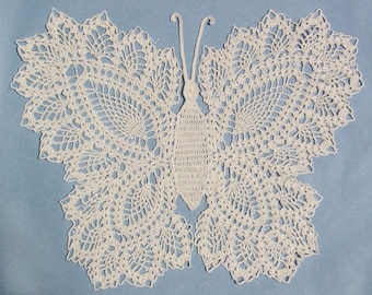 Vintage mariposa tapete crochet patrón PDF Descargar, patrón de regalo de ganchillo, mariposa tapete, mariposa de encaje de ganchillo, arte de pared de mariposa crochet