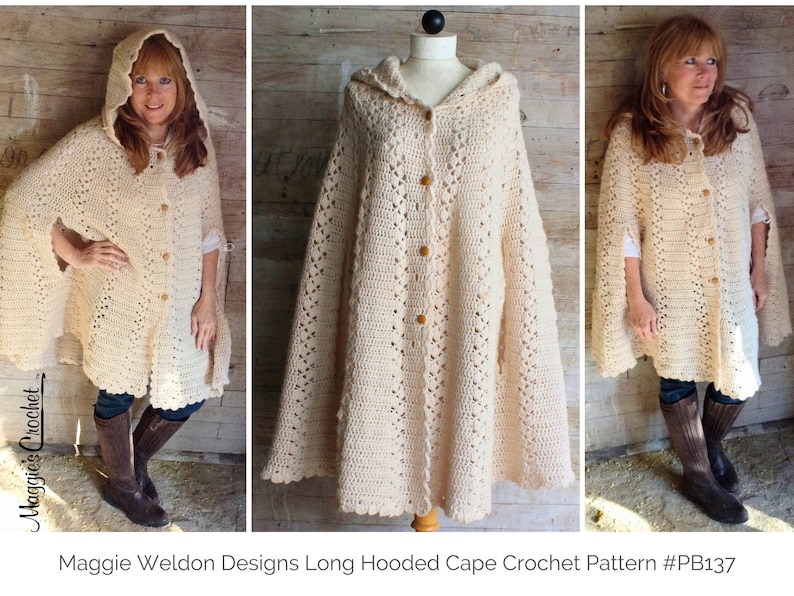 Long Hooded Cape Crochet PDF,Download Crochet Pattern,Hooded Cape,Crochet Pattern PDF,Crochet Cape pdf,Intermediate Crochet Pattern,Cape pdf image 1