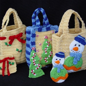 Christmas Gift Bags Crochet Pattern PDF Download,Crochet Christmas Decor,Handmade Gift Bags,Snowman,Peppermint,Holly & Berries Crochet,Gifts
