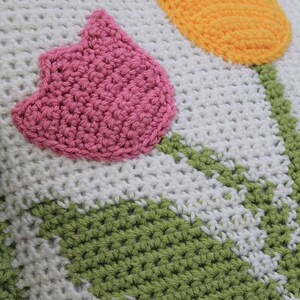 Tulip Afghan & Pillow Set Crochet Pattern PDF Download,Tulip Crochet Blanket,Floral Afghan Pattern,Tulip Applique,Tulip Afghan Crochet PDF image 6