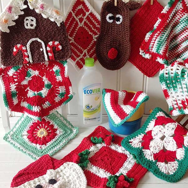 Knitted christmas dishcloths