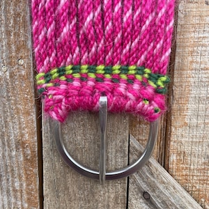 30&quot; Mohair Cinch - twisted pink and white, green, &quot;watermelon&quot;