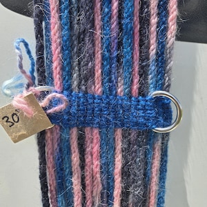 30&quot; Mohair Cinch - multicolor blue and pink, &quot;cotton candy&quot;