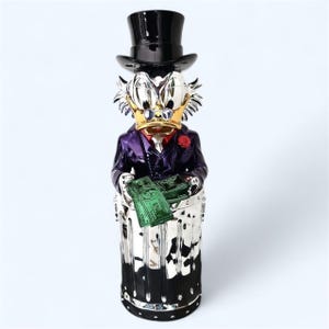 Electroplated Scrooge McDuck. 60cm Dust Bin Duck Sculpture. Alec Monopoly. Pop Art