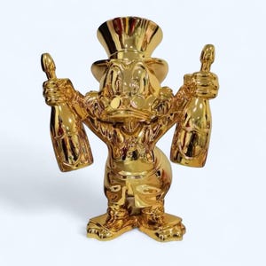 Electroplated Scrooge McDuck. 40cm Champagne Duck Sculpture. Alec Monopoly. Pop Art