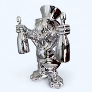 Electroplated Scrooge McDuck. 40cm Champagne Duck Sculpture. Alec Monopoly. Pop Art