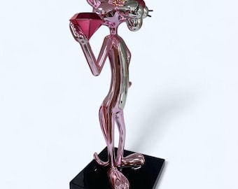 Electroplated The Pink Panther. 40cm Panther Sculpture. Pop Art