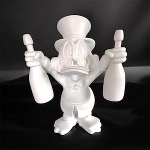 Blank White Champagne Duck Sculpture. 40cm Sculpture. Alec Monopoly. Pop Art