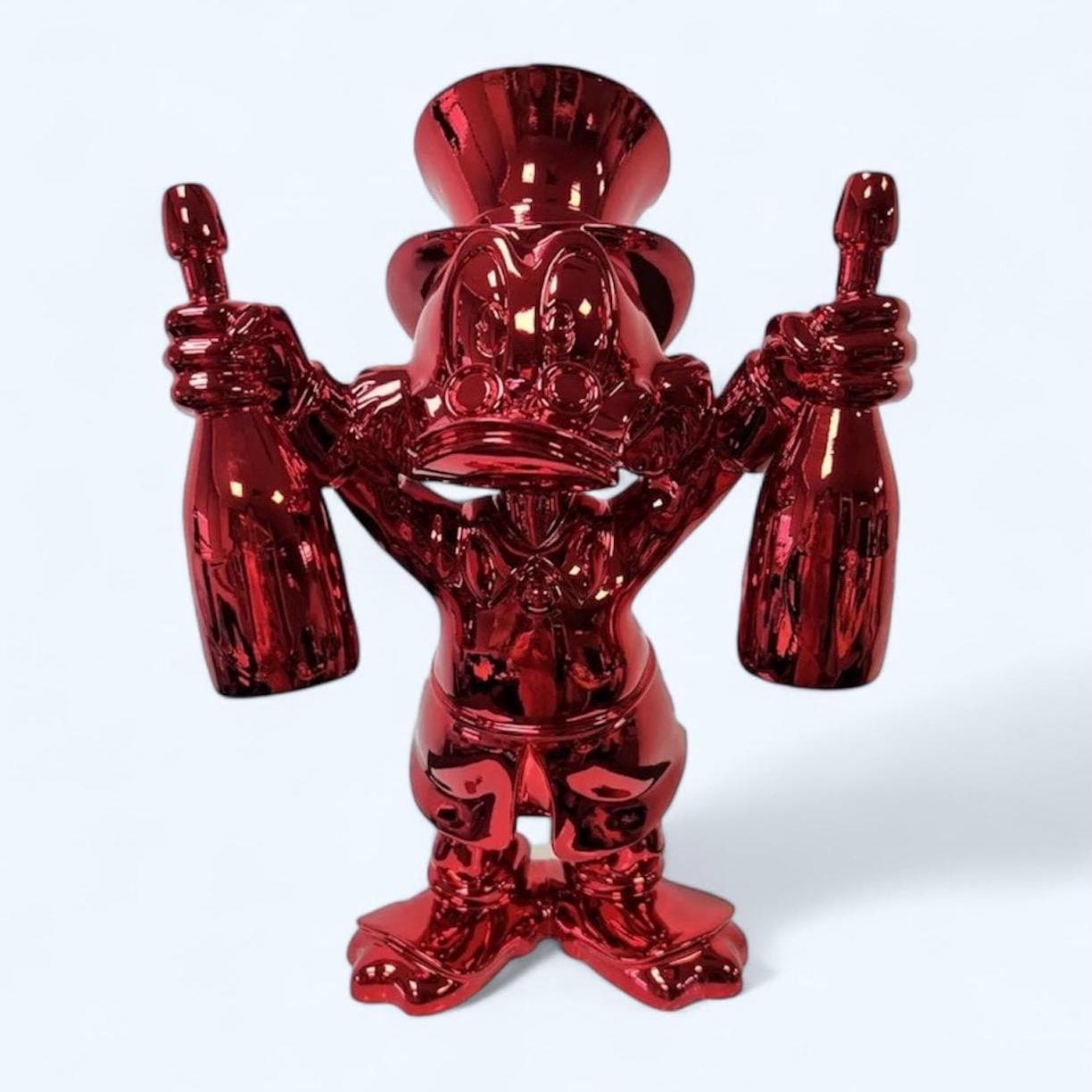 Electroplated Scrooge McDuck. 40cm Champagne Duck Sculpture. Alec Monopoly. Pop Art