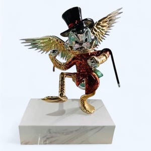 Electroplated Scrooge McDuck. 42cm x 58cm Winged Duck Sculpture. Alec Monopoly. Pop Art