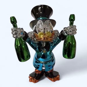 Electroplated Scrooge McDuck. 40cm Champagne Duck Sculpture. Alec Monopoly. Pop Art