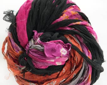 Sari Silk Ribbon, Reclaimed, Recycled, Fair Trade, Skein no. 324, 70 yds.