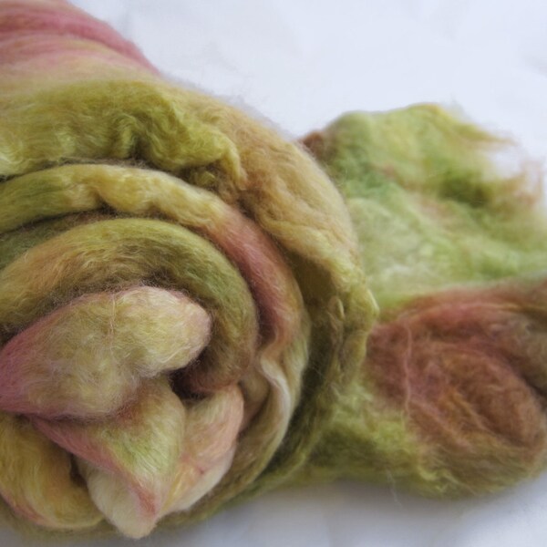 Merino Silk brick, 50/50 blend, spinning fiber, top, 'Victorian Sentiment', 4.3 oz.