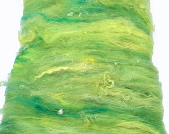 Art batt, chunky, spinning fiber, bright green, 4.1 oz.