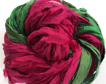 Sari Silk Ribbon, Reclaimed, Recycled, Fair Trade, Skein no. 322, 38 yds.