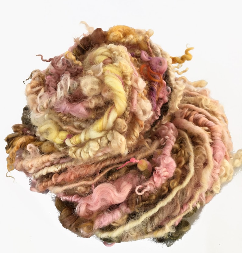 Handspun yarn, bulky tailspun, 'English Rose Garden', 28 yds image 1