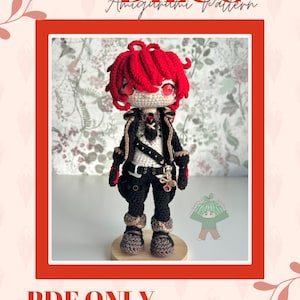 Modèle PDF Diluc Amigurumi - Modèle PDF Diluc Poupée - Modèle numérique Diluc Amigurumi