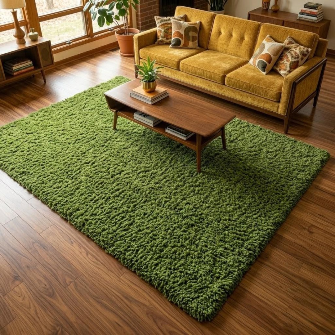 Hand-tufted Moss Rug – 3D Green Forest Texture Carpet for Living Room ...