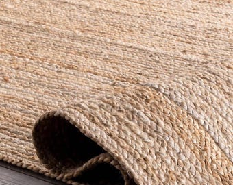 Natural Jute Rug for Living Room, Handwoven Floor Mat
