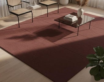 Hand Tufted Wool Rug | Deep Burgundy Modern Carpet