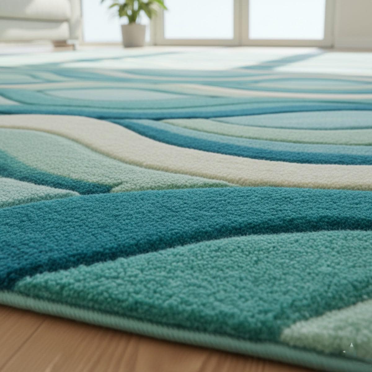 3docean Rugs Handmade Wool Area Rug – 3D Ocean Wave Design, Modern Teal Carpet - Etsy